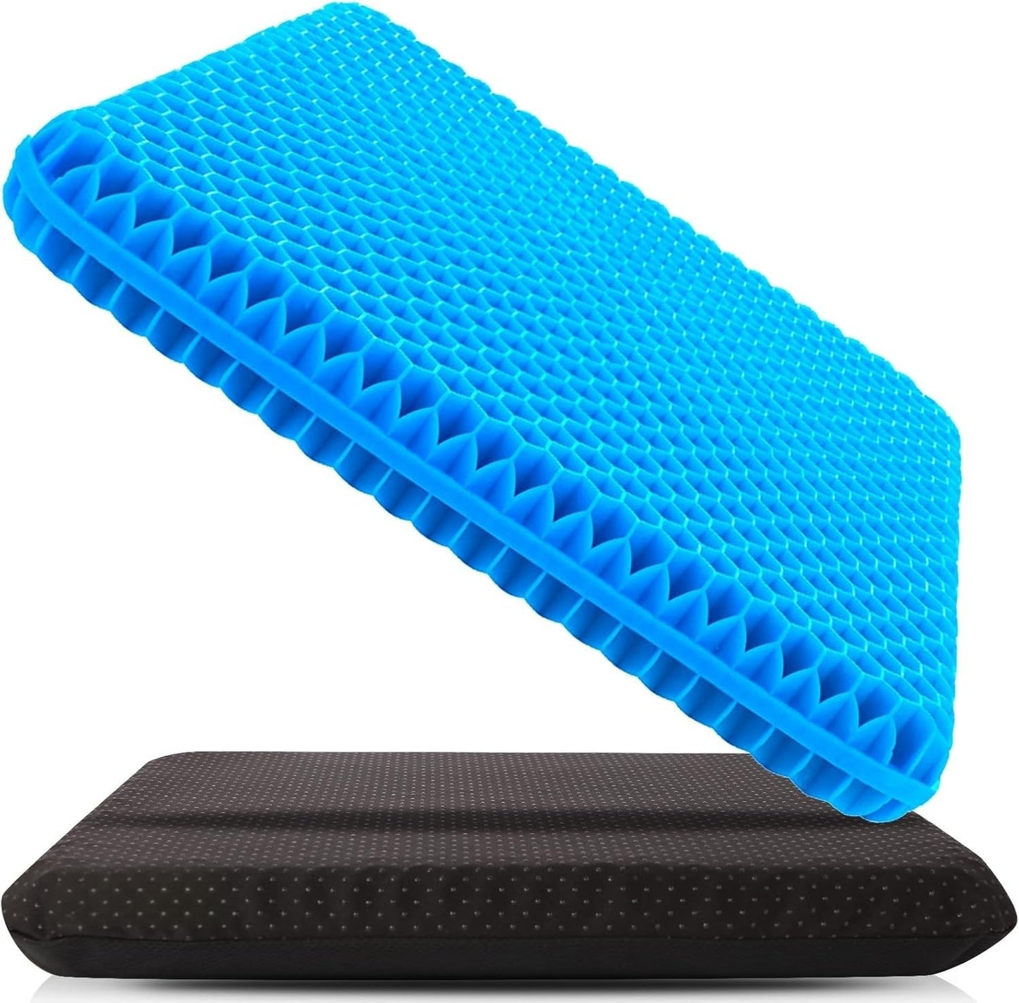 Spring.Rd 1.4"(4CM) Thick Gel Seat Cushion, Double Large Breathable Honeycomb Design Cool Gel Cushion with Washable Seat Cover for Office Chair Car