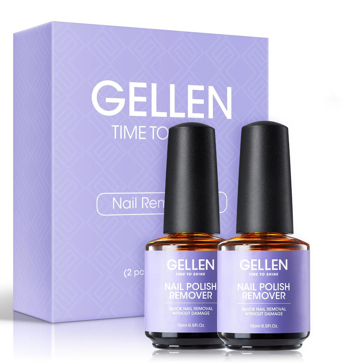 Gellen Gel Nail Polish Remover, 2Pcs Gel Polish Remover for Nails, Quick & Easy Remover in 2-5 Minutes, No Need Soaking Or Wrapping 15ml 0.5fl.oz