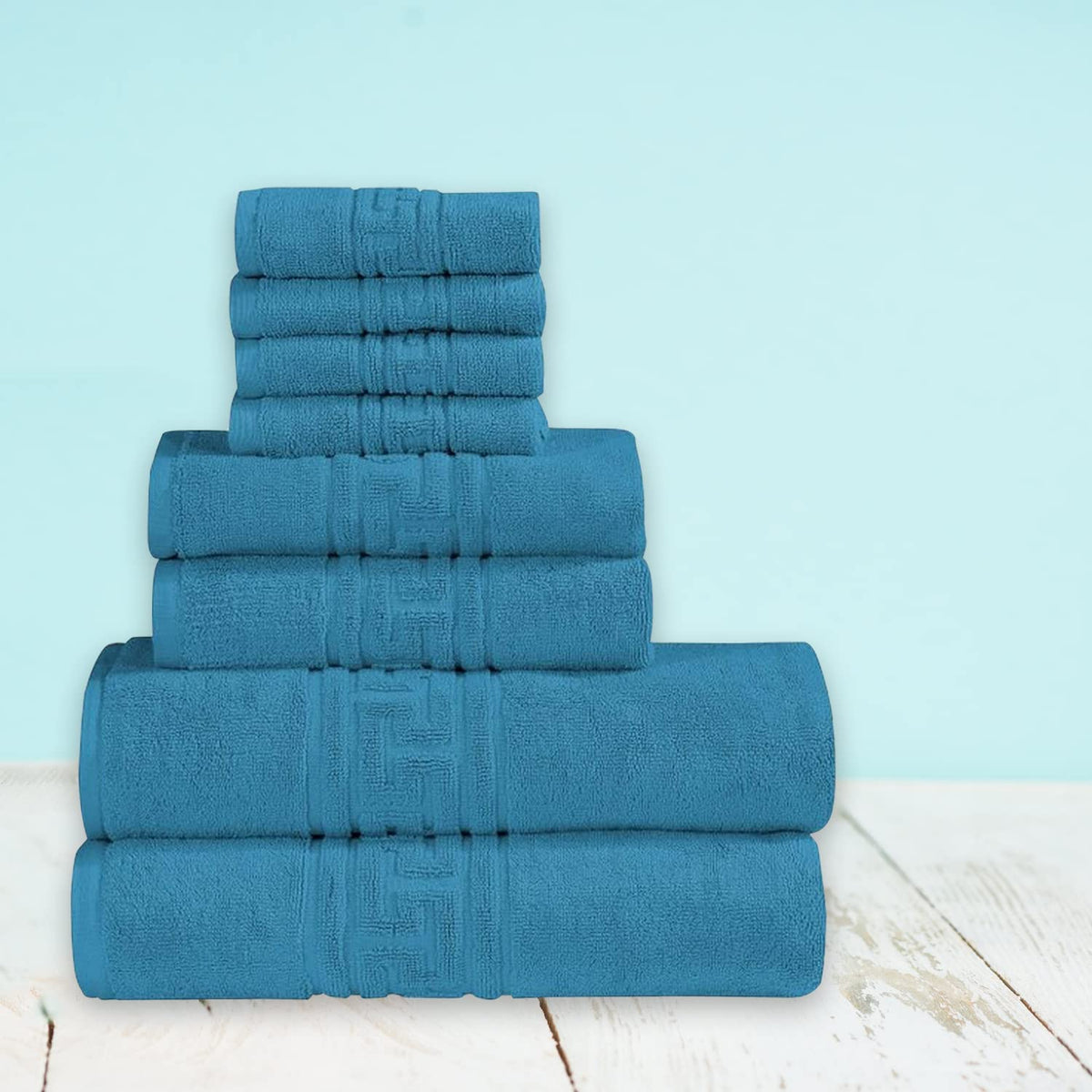 Indus Textiles Towels Set 2 Bath Towels, 2 Hand Towels, and 4 Washcloths, 600 GSM 100% Egyptian Ring Spun Cotton Highly Absorbent and Soft Bathroom