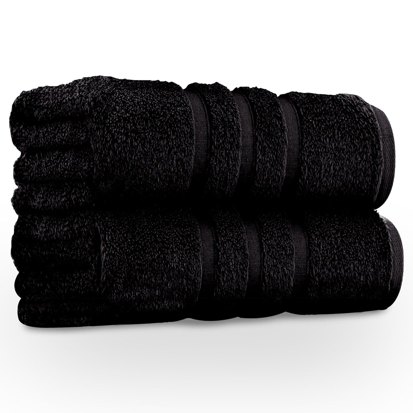 GC GAVENO CAVAILIA Large Bath Sheets - 100% Egyptian Cotton - 2 Pack Extra Large Towels - Quick Dry & Easycare - Black