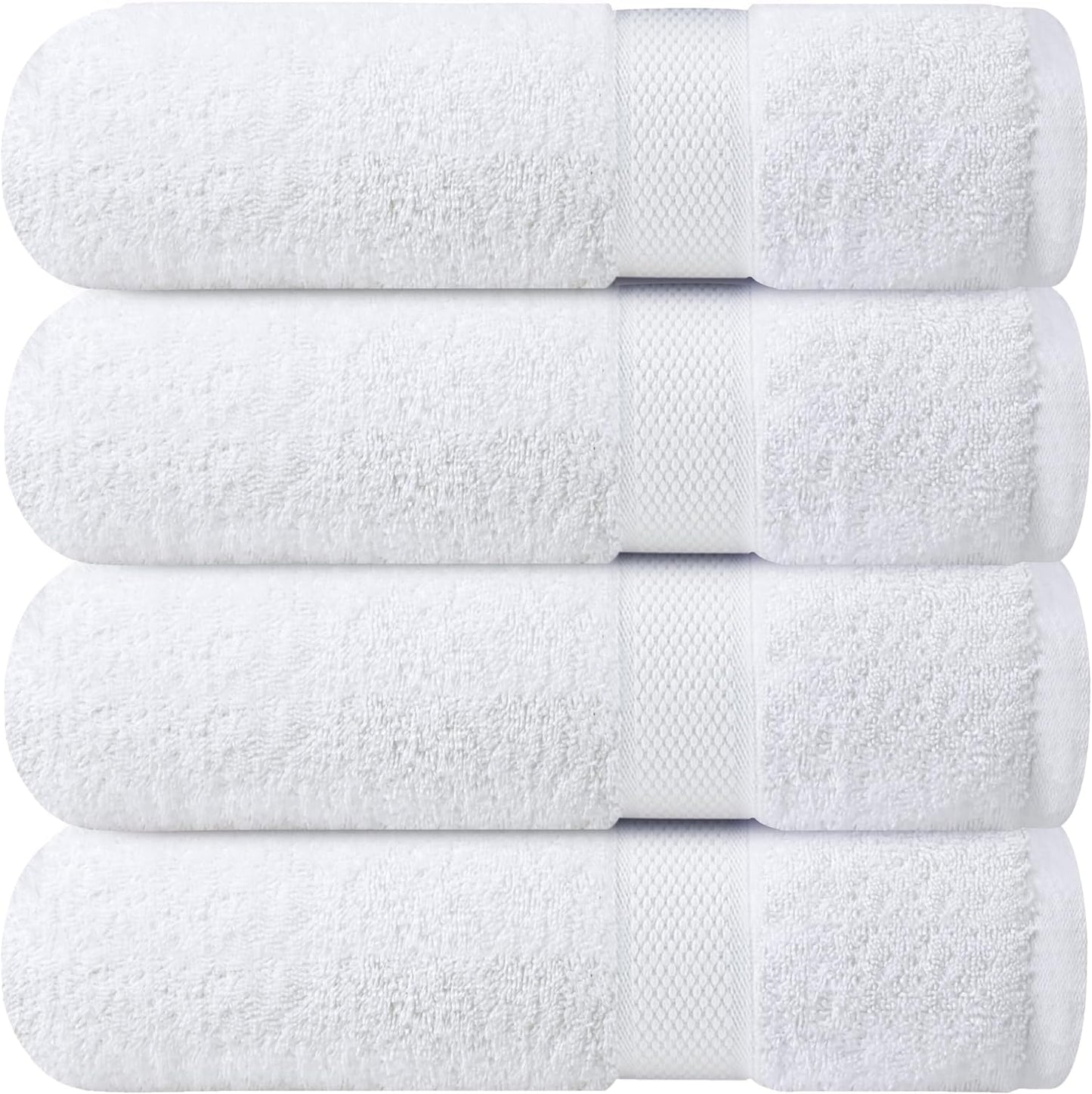 Infinitee Xclusives White Bath Towels Set of 4 (70x140 cm) - 100% Cotton, Super Absorbent, Quick-Dry Towels for Bathroom, Spa, Gym & Hotel