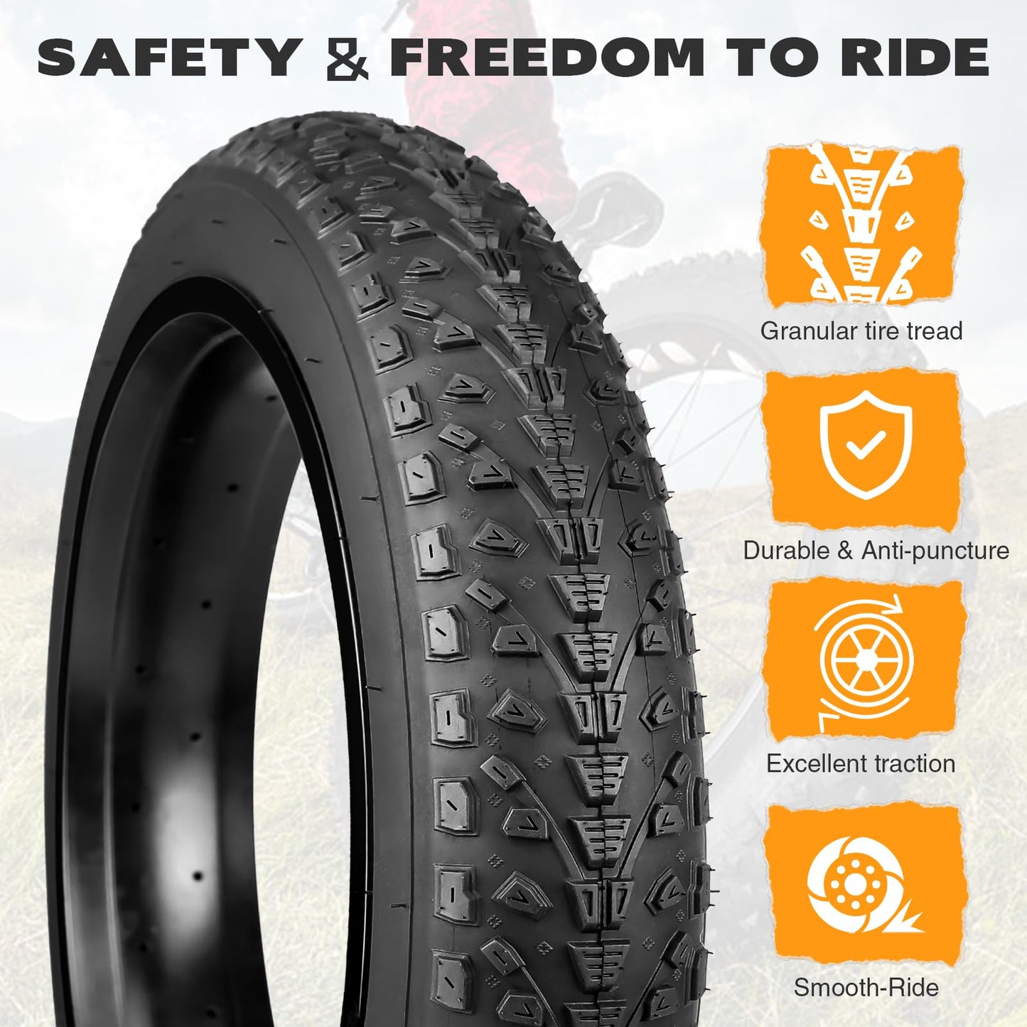 GRELiving Pack of 2 E-Bike Tyres 20/24/26/27.5 x 3.0 Inch Bicycle Tyre Heavy Duty Fat Tyre (20x3.0 Inch)