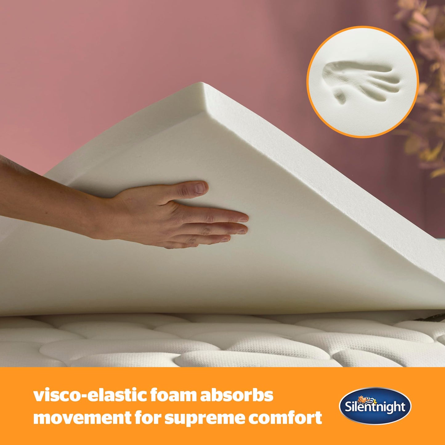 Silentnight Impress Memory Foam - 5cm Thick Luxury Orthopedic Mattress Topper for Back and Neck Pain - Removable Washable Cover - Small Double, White