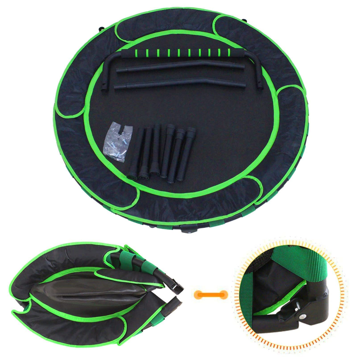 36'' Kids Trampoline Easy Assembly with Handrail and Safety Padded Protective Cover Indoor & Outdoor Jumping Aerobic Fitness Exercise Workout Use for