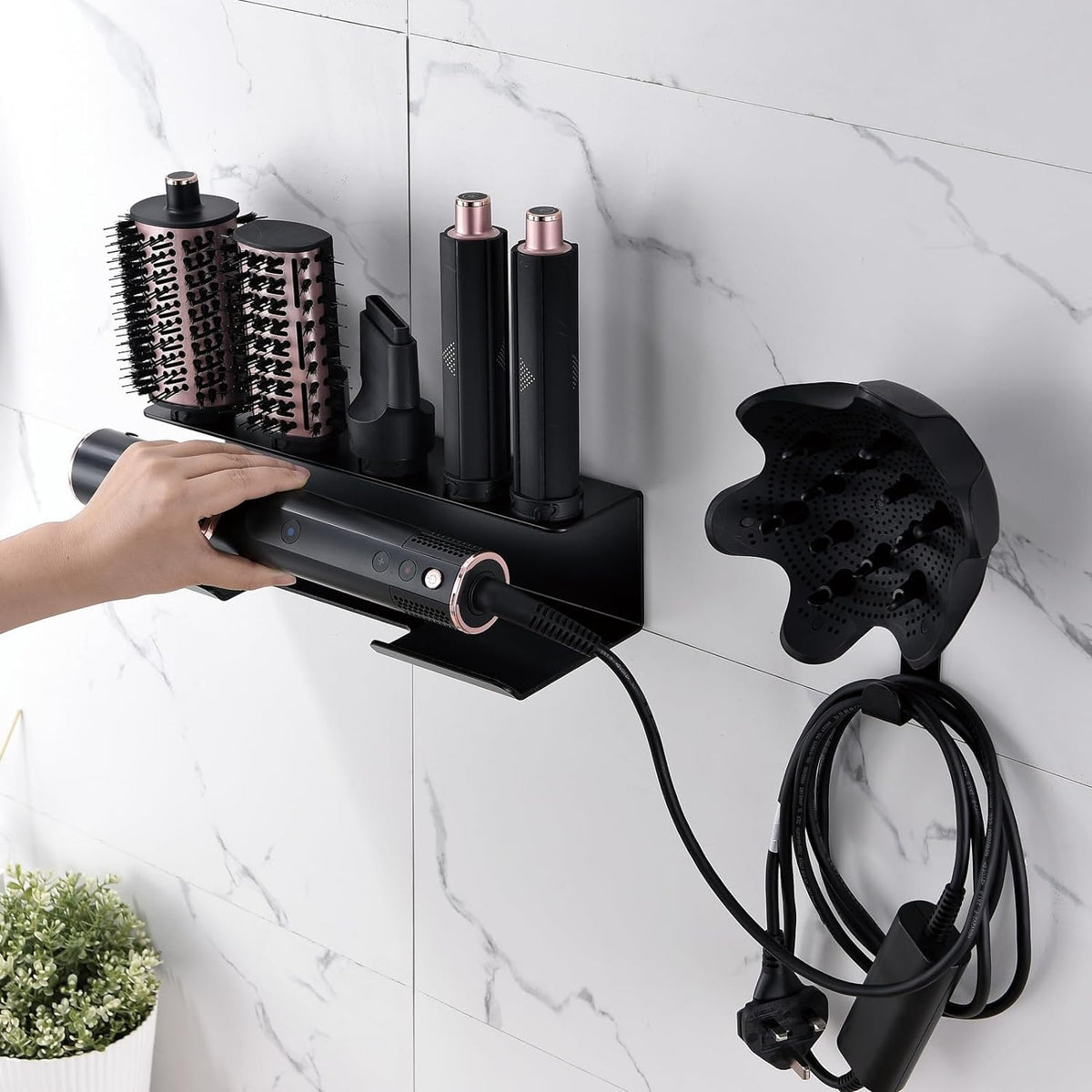 GENCAM Airwrap Wall Mount Organizer for Shark Flexstyle, Black Aluminum Alloy Storage Holder