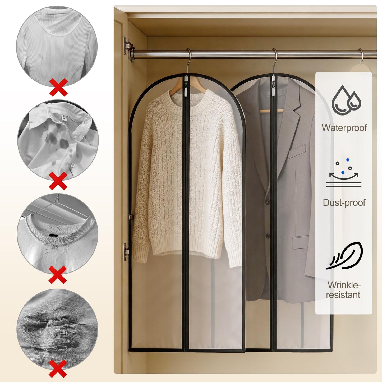 Pwsap 55in Dress Bags Covers Long, 2 Pack, Clothing Covers, Suit Bag