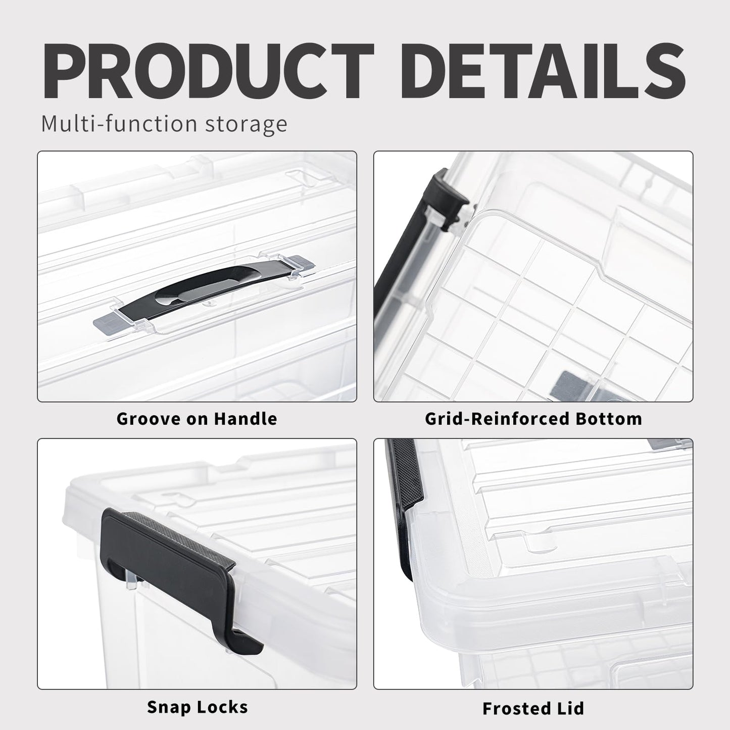 Cetomo 35L*3 Storage Boxes, Carry Plastic Storage Box with Lids, Clear Organizing Container with Handle and Secure Latches
