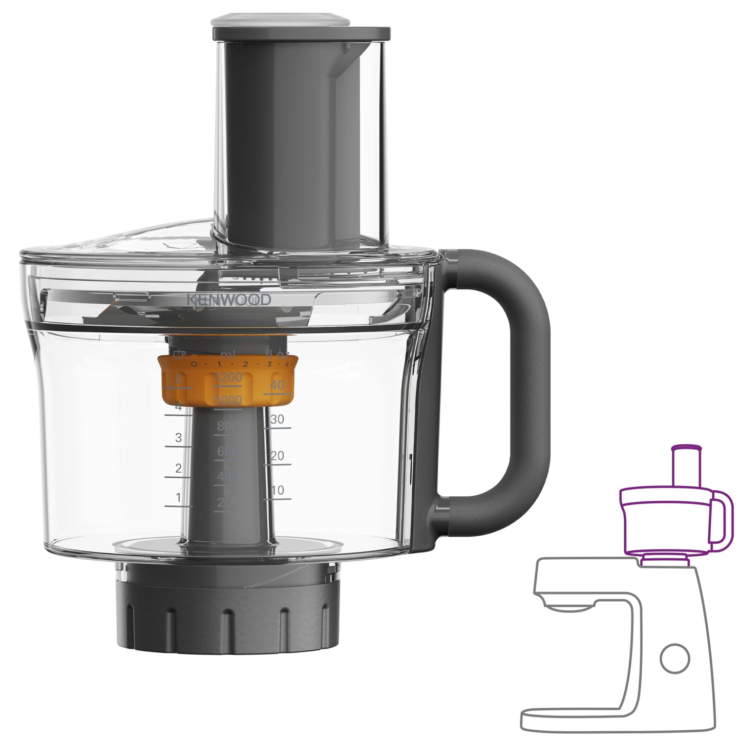 Kenwood MultiPro Food Processor KAH65.000PL, Stand Mixer Accessory, Food Processor with 6 Slicing Discs, Express Dice System, 1,2 L Capacity,