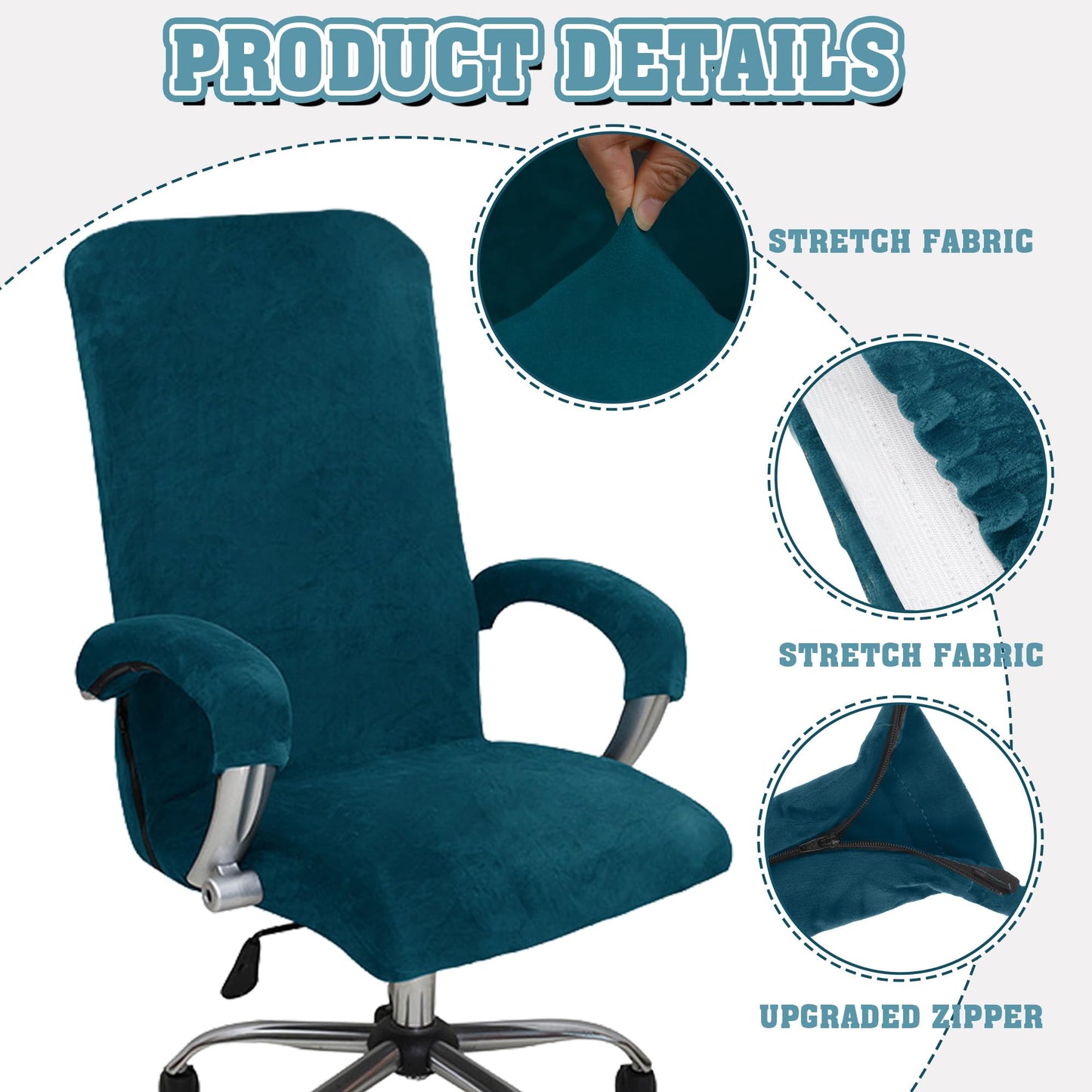Office Chair Covers, Desk Chair Cover Universal Stretch Velvet Slipcover, Washable Plush Computer Chair Protector with Arm Covers