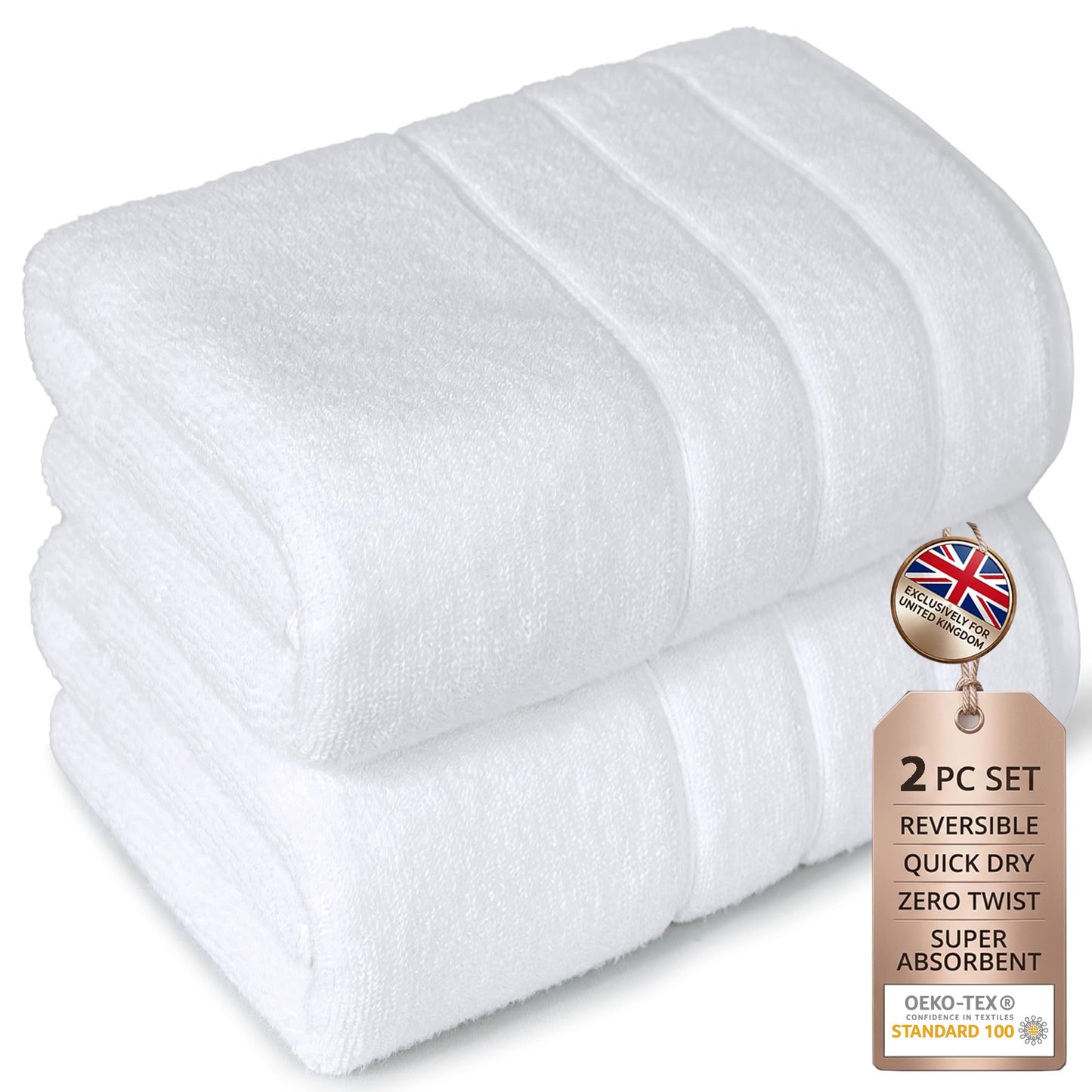 2 Pack Bathroom Towel I 100% Cotton I Highly Absorbent Towels I White