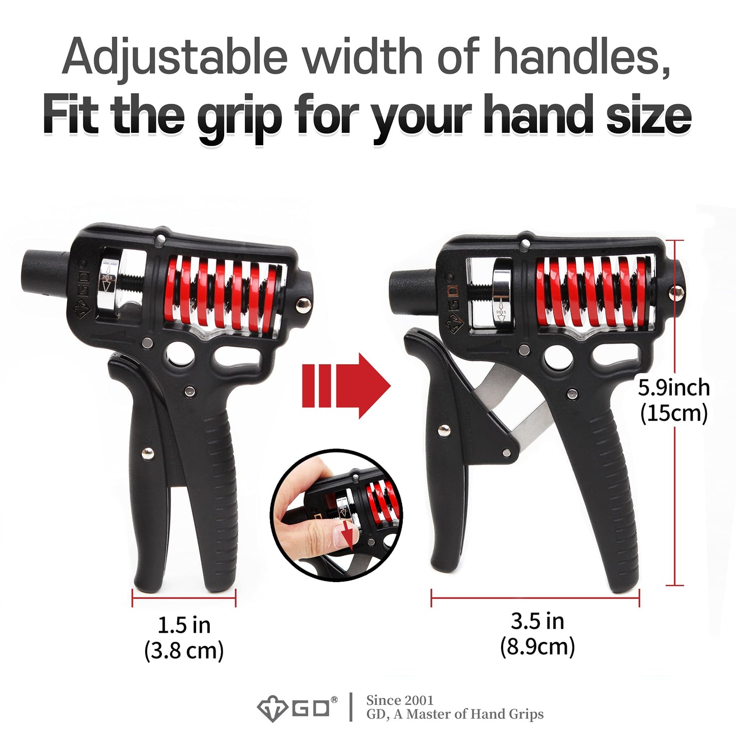 GD GRIP ULTRA-70 Hand Grip Strengthener (Adjustable Resistance: 44~154 lbs) Hand Strength Trainer Wrist and Forearm Exerciser Hand grippers Hand grips