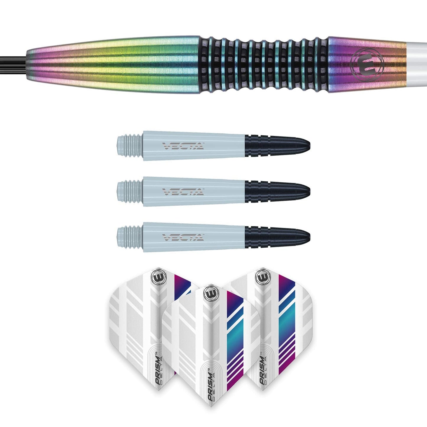 WINMAU Elektra 90% Tungsten Steel Tip Darts with Prism Flights and Vecta Shafts (Stems) 22 gram - Urban Grip - Match Weighed - Streamline Torpedo
