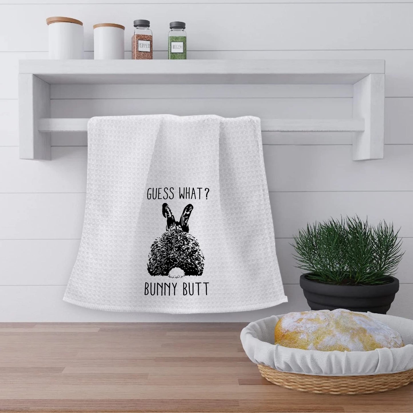 OHSUL Guess What? Bunny Butt Highly Absorbent Kitchen Towels Dish Towels Dish Cloth,Funny Bunny Rabbit Butt Hand Towels Tea Towel for Bathroom
