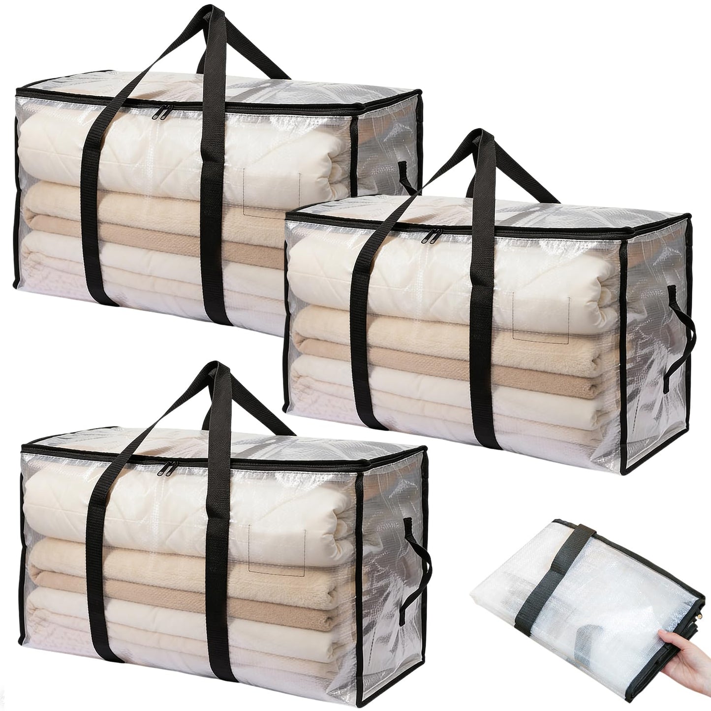 ChioSun 108L Heavy Duty Moving Bags,3 Pack Large Storage Bags with Zips