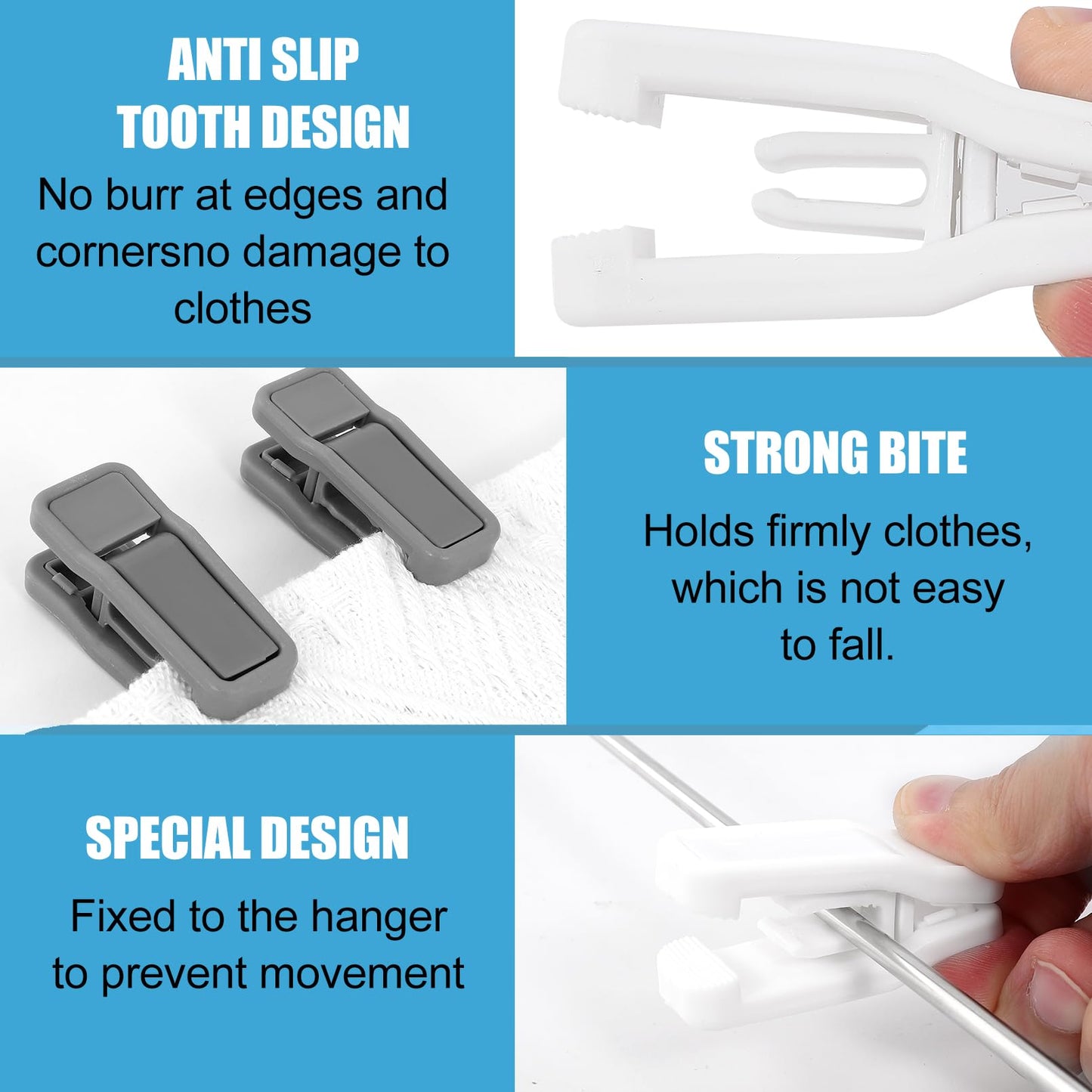 EOGRFW 30 Pcs Hanger Clips for Hangers, Plastic Baby Hanger Clips, White