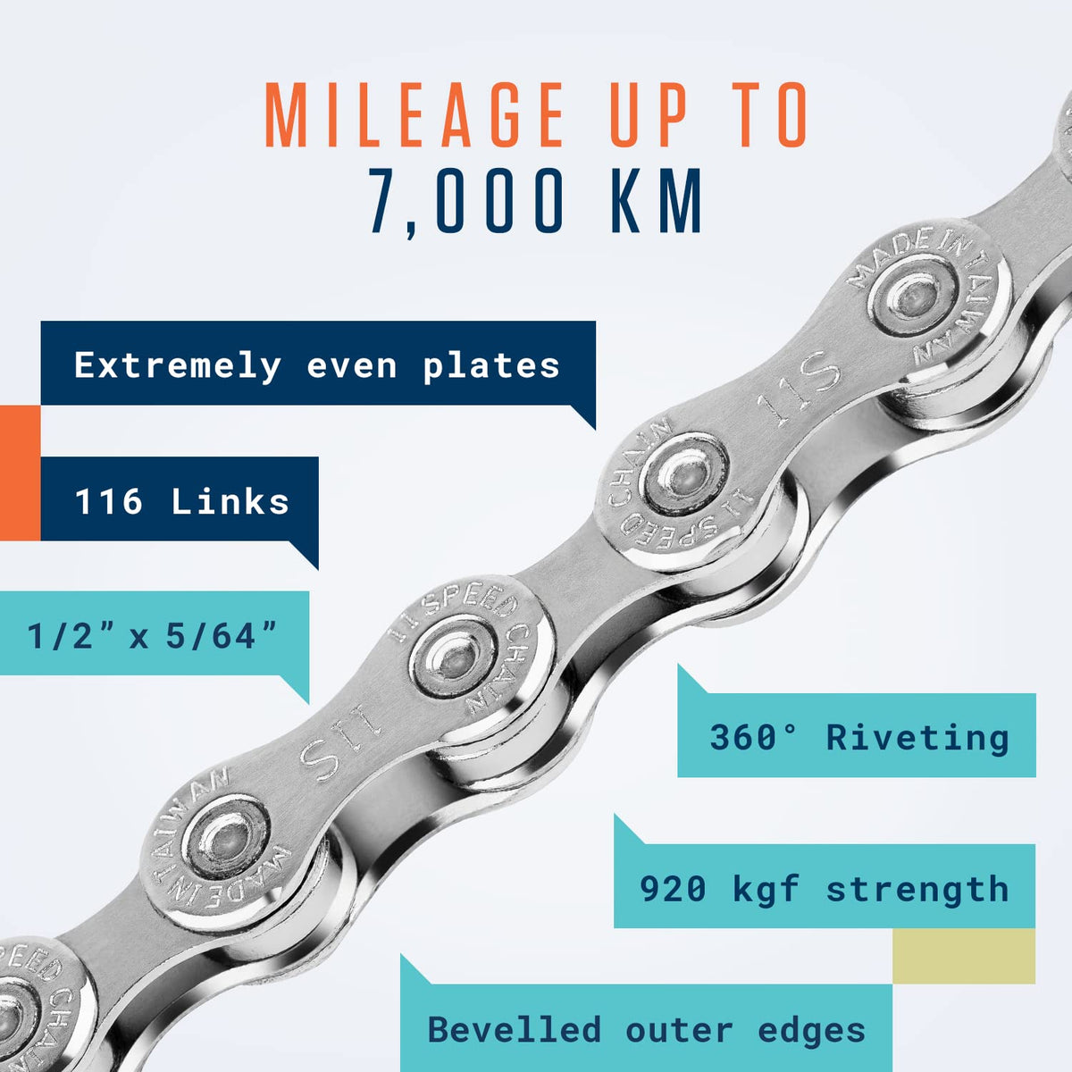 Alphatrail Bike Chain Parker 11-Speed 116 Links I Compatible with Shimano, SRAM, KMC, Connex, Campagnolo I Incl. Chain Lock