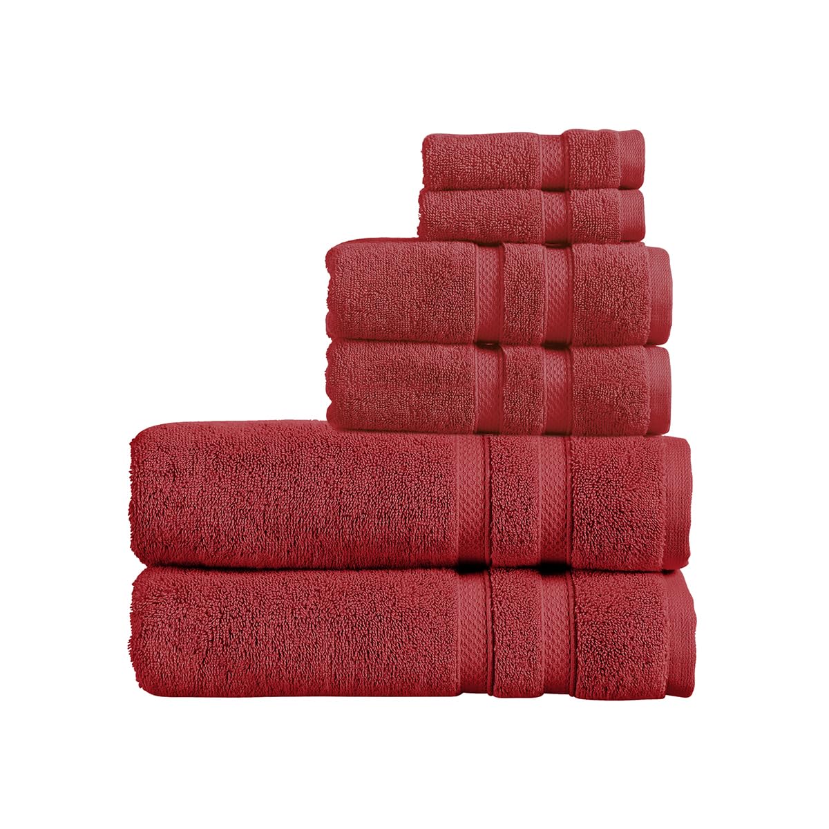 Christy Chroma Red Towel Set | Set of 6 | 2 Bath 2 Hand 2 Face | Highly Absorbent Heavyweight 675GSM | Bold and Bright | Soft Smooth Bathroom Shower