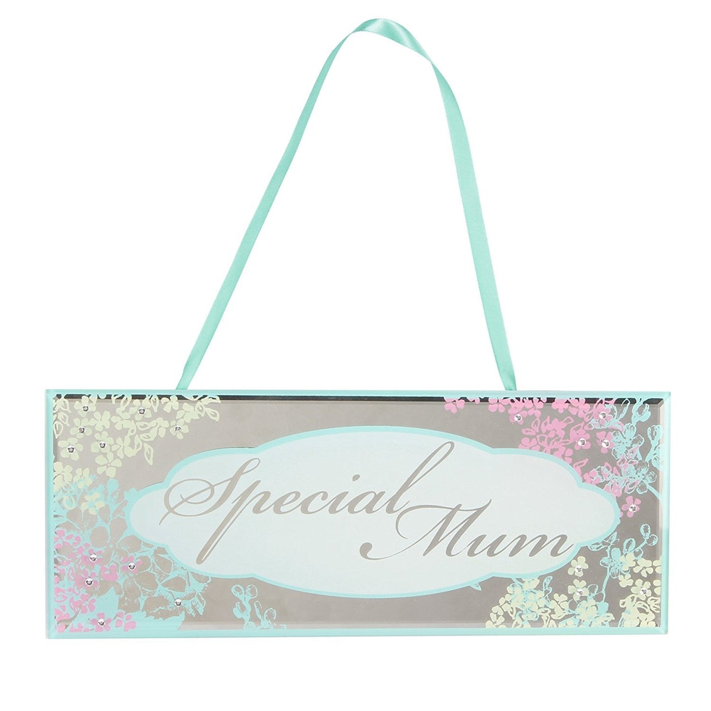 Mum Gift - Vintage Style Mirrored Mum Plaque Pastel Floral Colours