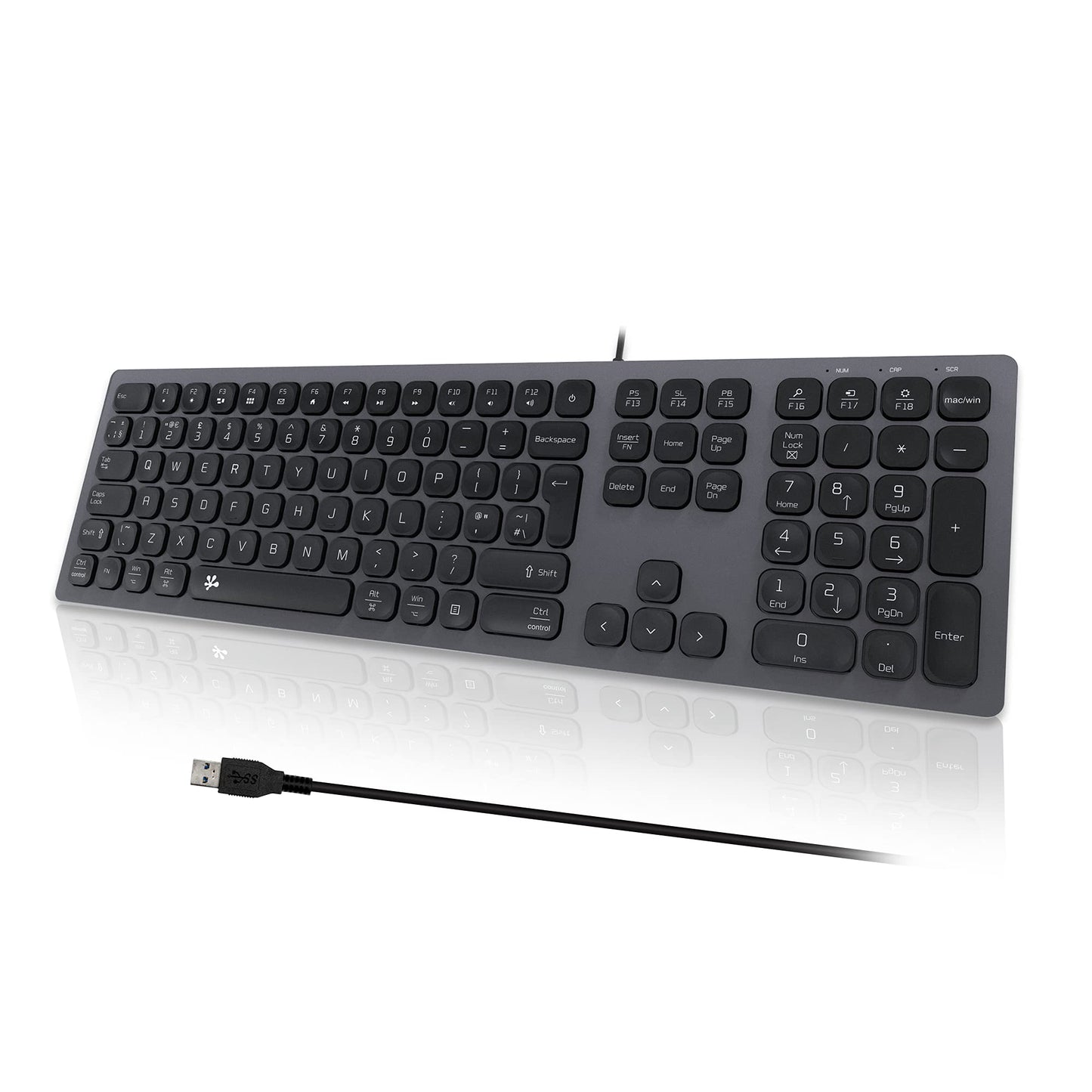 B.FRIENDIT Slim USB Wired Keyboard ? UK Layout Soft Touch and Quiet Key, Compatible with Apple iMac, Macbook, Mac and PC, Computer Keyboard with