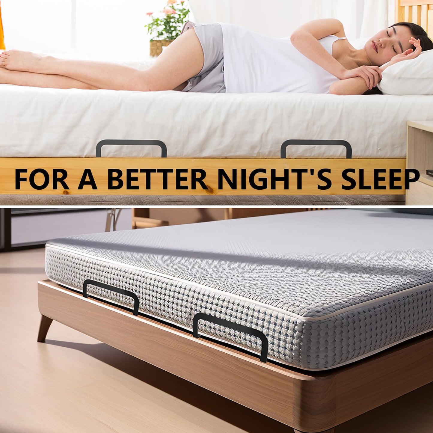 Zhuatek 3 Pcs Mattress Retainer Bar, Metal Mattress Slide Stopper for Adjustable Beds, Mattress Holder in Place to Keep Mattress from Sliding