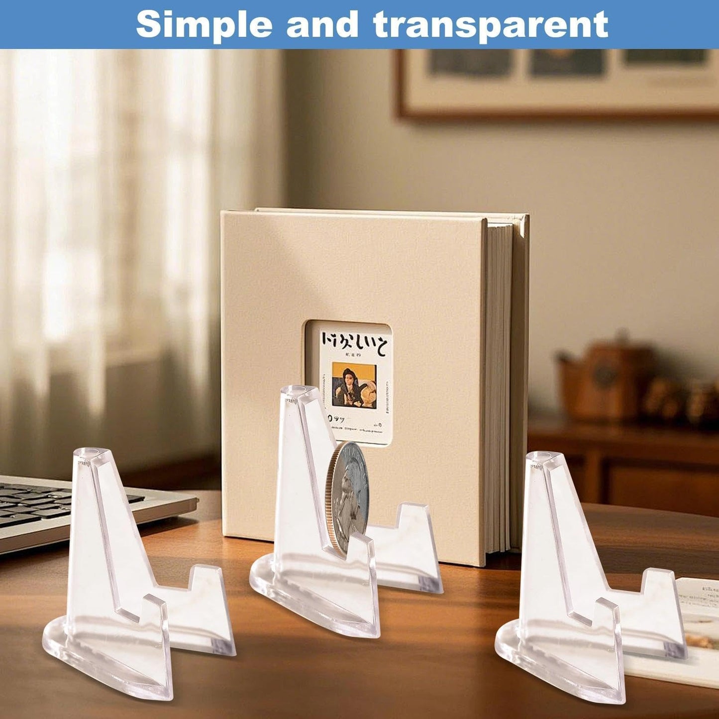 HAOXIZI 22 Pcs Card Display Stand, Coin Stand Mini Easel, Anti-Slip Clear Easel Stands, Coin Display, For Coins, Capsules, Phone, Medals, Cards