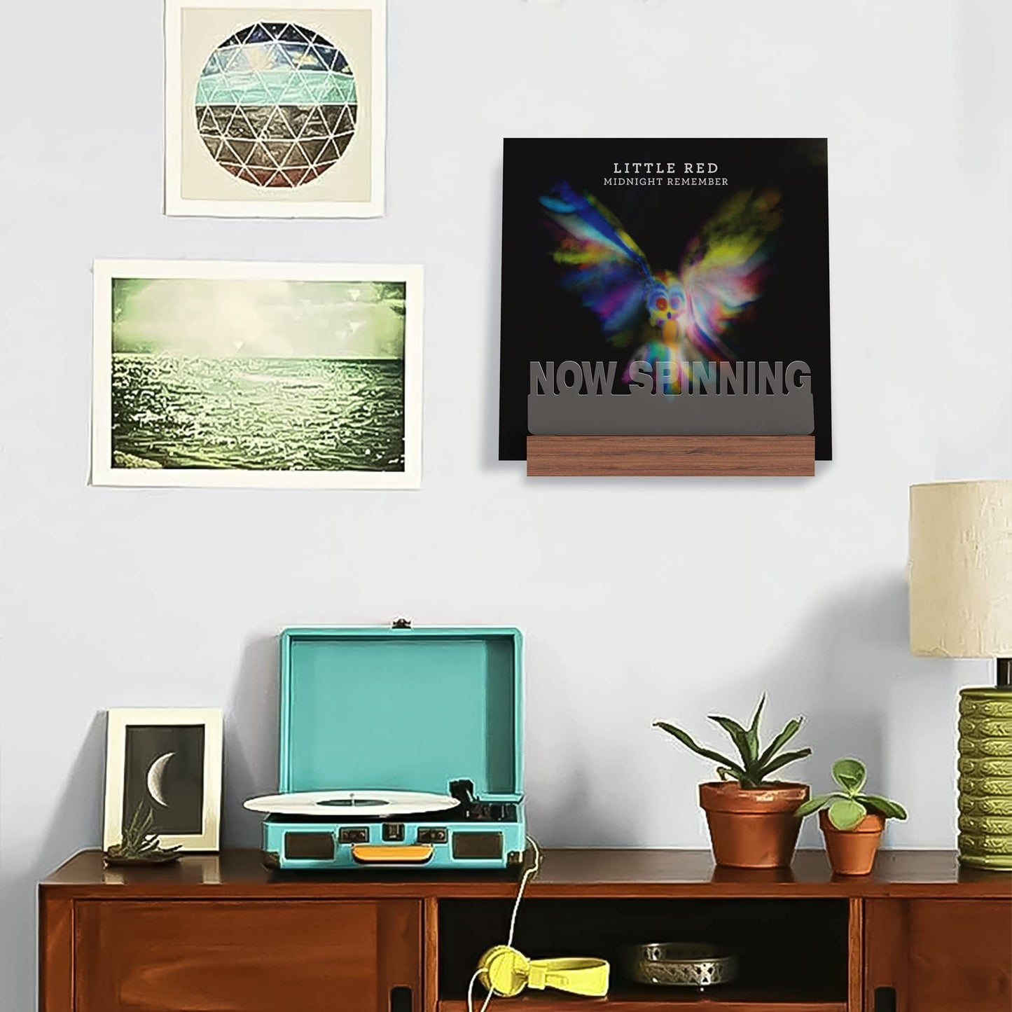 Ammonite Light up Now Spinning Vinyl Record Stand Wall Mount, Now Playing Record Player Stand