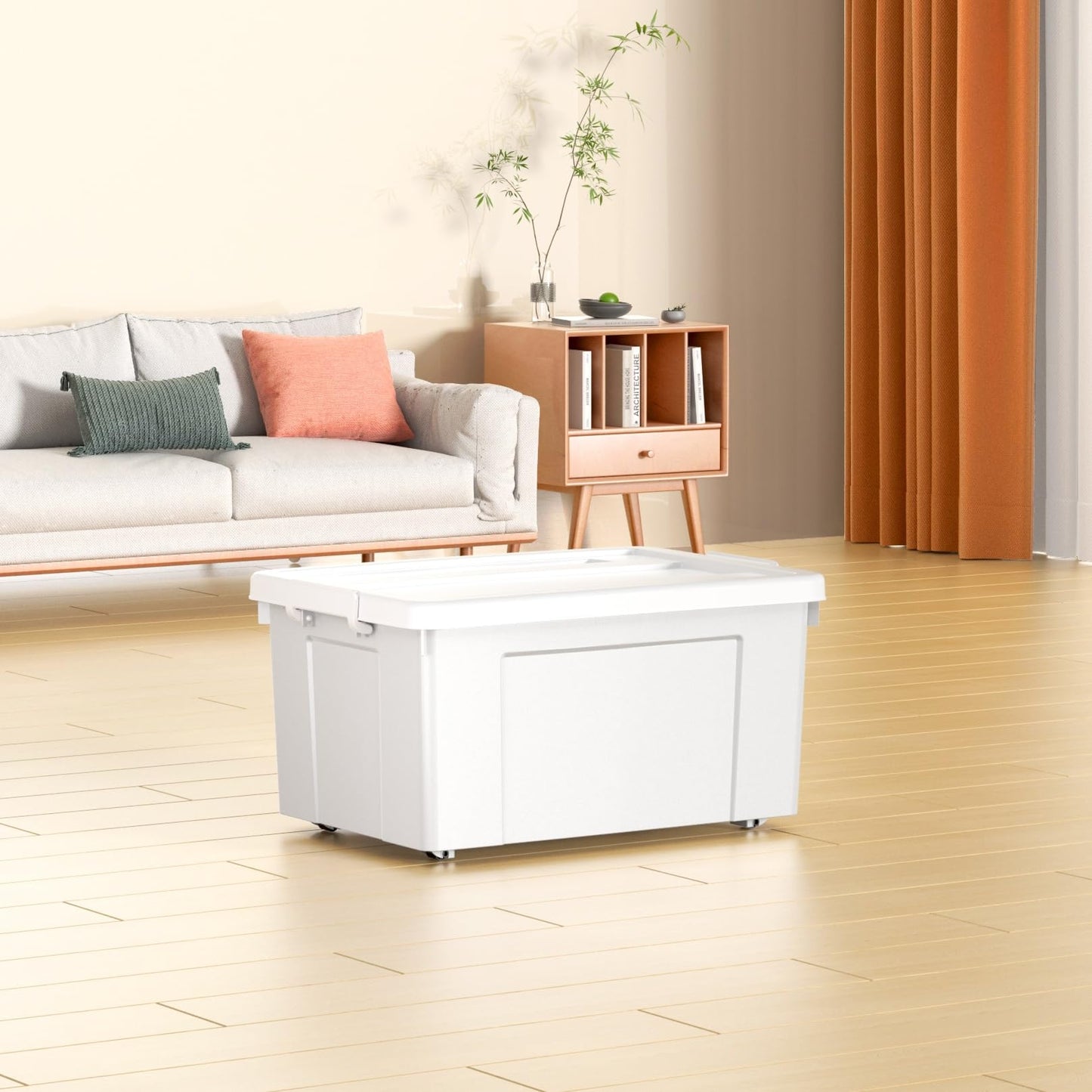 Cetomo 65L*4 Storage Boxes, Plastic Storage Box with Lids, Organizing Container with Secure Latching Buckles, Stackable, Nestable