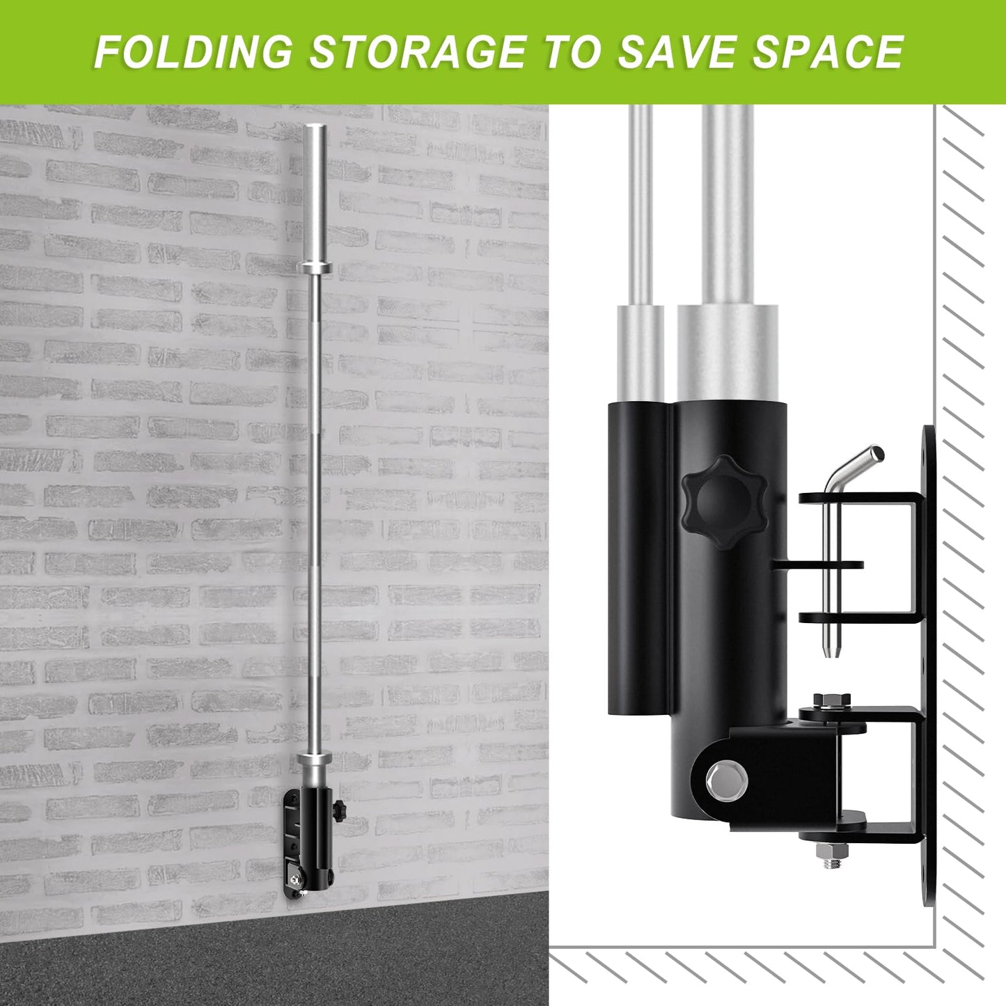 Kipika Wall-Mount Landmine Attachment - Compatible with 1" Standard & 2" Olympic Bars - Heavy-Duty Swiveling T-Bar Row Platform for Enhanced Home Gym