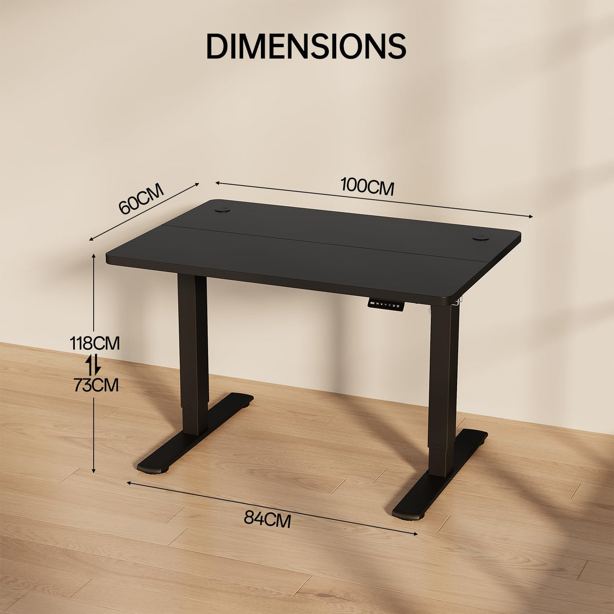 Homall Electric Height Adjustable Desk, Adjustable Height Office Desk with USB Ports, 100x60cm, Home Office with Splice Board, Black