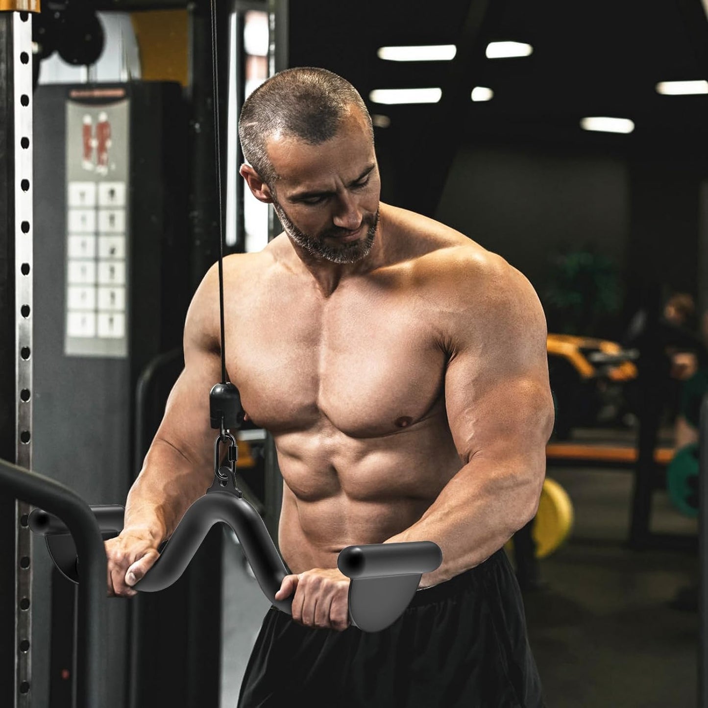 SELEWARE 20" Multi-Grip LAT Pull Down Bar ? Durable Alloy Steel, Ergonomic Grip, Versatile Cable Machine Attachment for Versatile Muscle Training