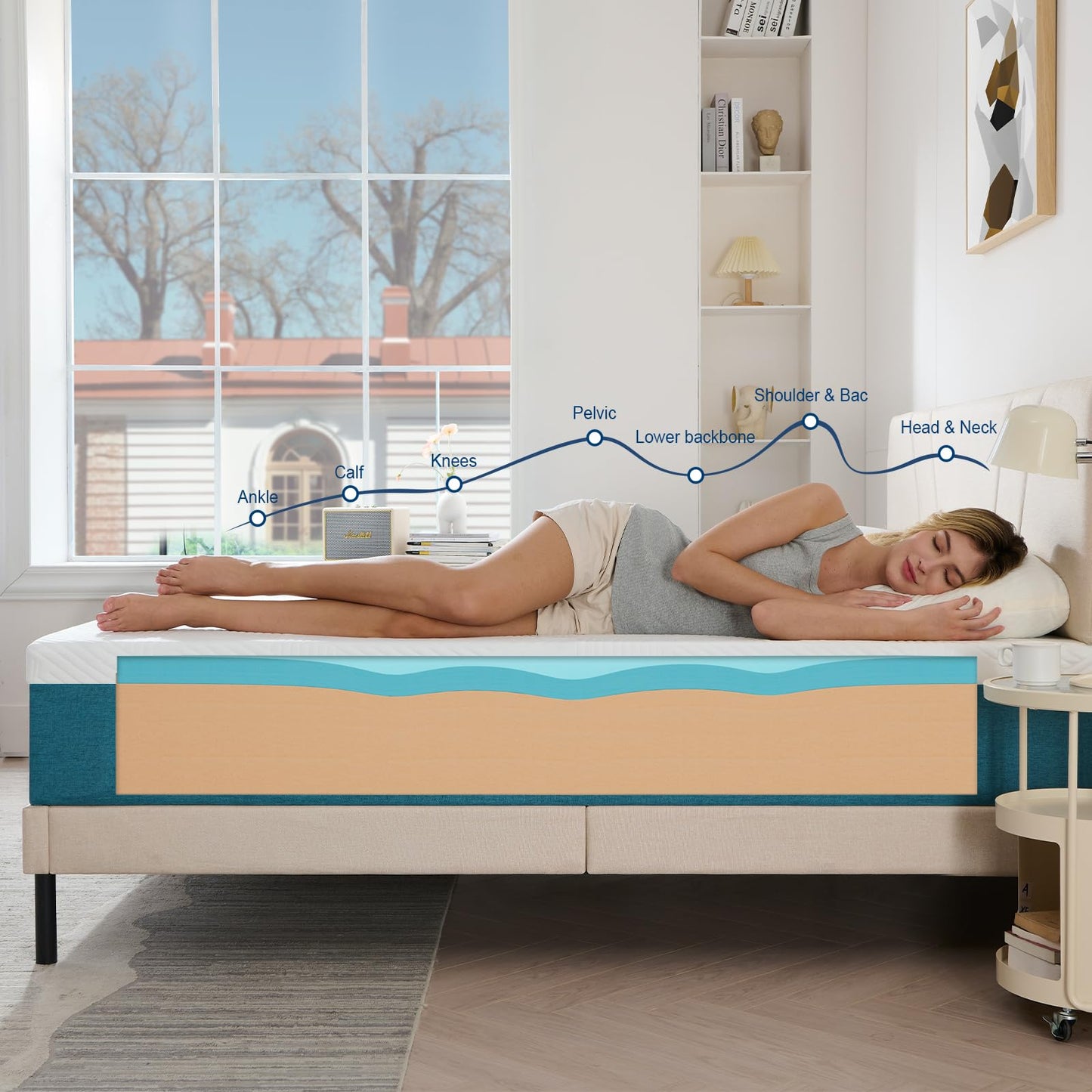 Hiimgo Single Memory Foam Mattress 90x190x25cm,Medium Firm