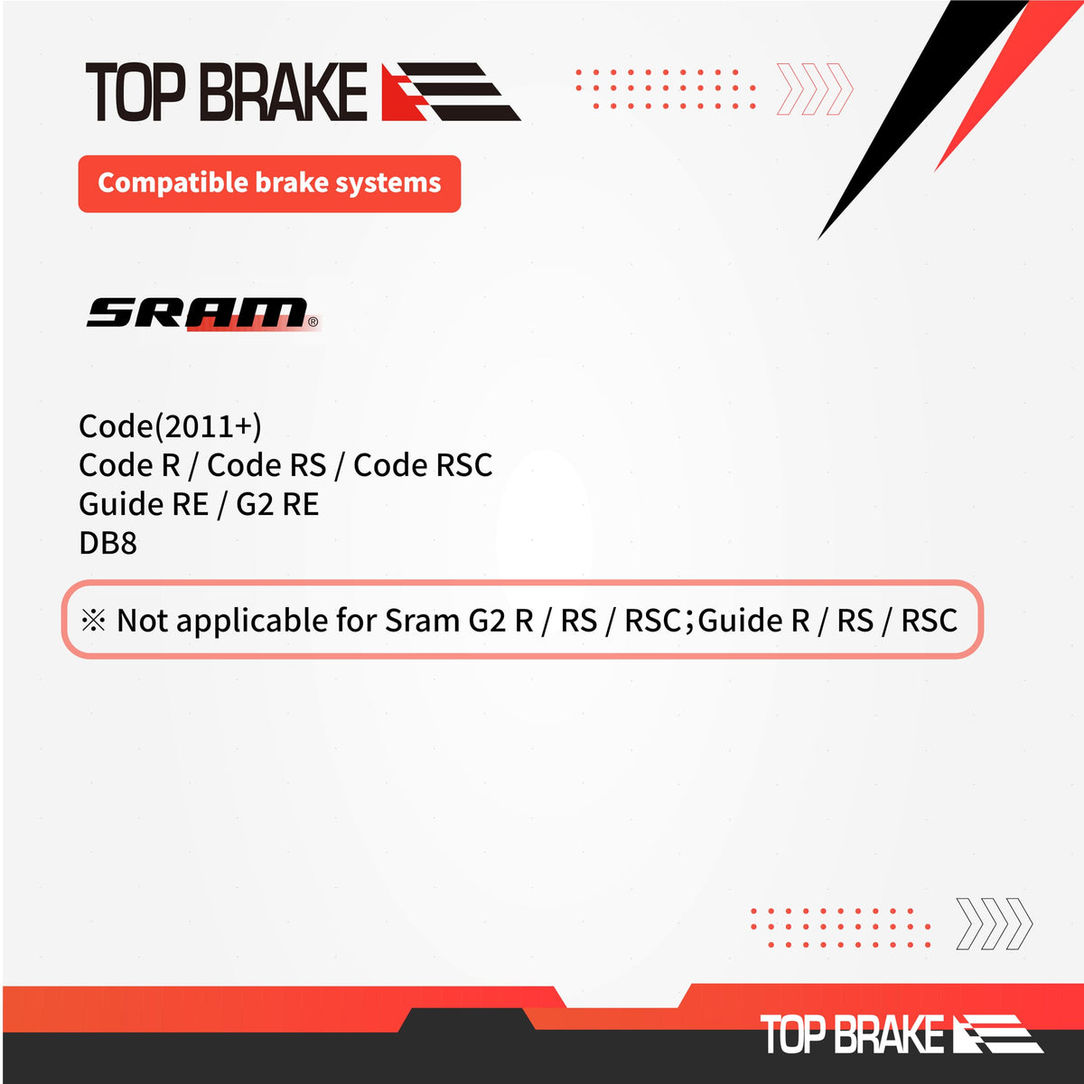 TOP BRAKE 2 Pairs Disc Bike Brake Pads for AVID SRAM Code R/RE/RSC, Guide RE/G2 RE/DB8
