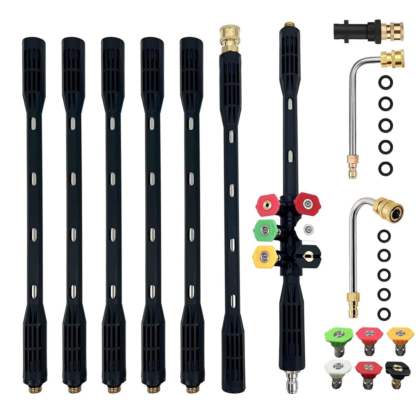 Pressure Washer Extension Wand - 9 Pack Gutter Cleaning Tools Extension Wand, Power Washer Replacement Lance with 5 Nozzle Tips, 1/4" Quick Connect,