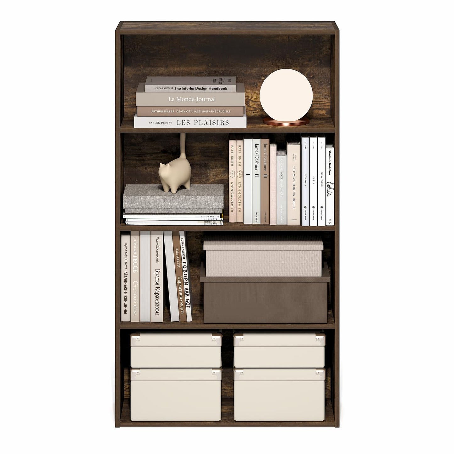 Furinno JAYA Book Shelf, 4-Tier Book Shelf, Bookcase with Open Shelving, Standing Bookshelf, 24.1 x 59.9 x 106.4 cm, for Organization and Storage
