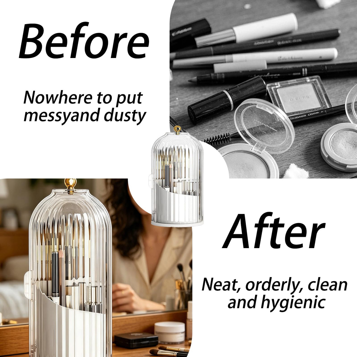 Rotating Toothbrush Holder with Cover, Dustproof Toothbrush Storage, Toothbrush Organiser for Travel and Home Use