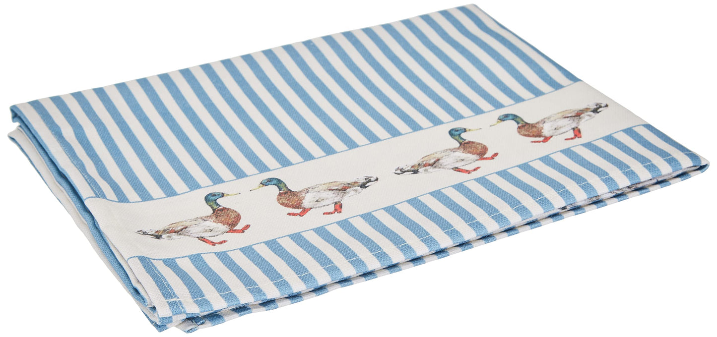 Samuel Lamont Quacking Boots, Ducks Cotton Tea Towel, Blue