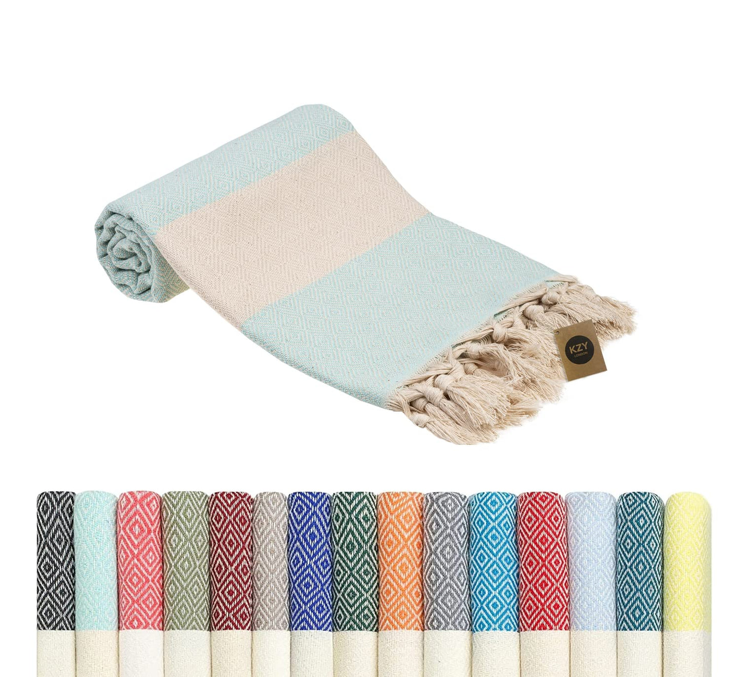 KZY LONDON Beach Towel - Large Turkish Beach Towels for Camping, Swimming, Bath, Gym, Picnic - Quick Dry, Super Absorbent, Lightweight