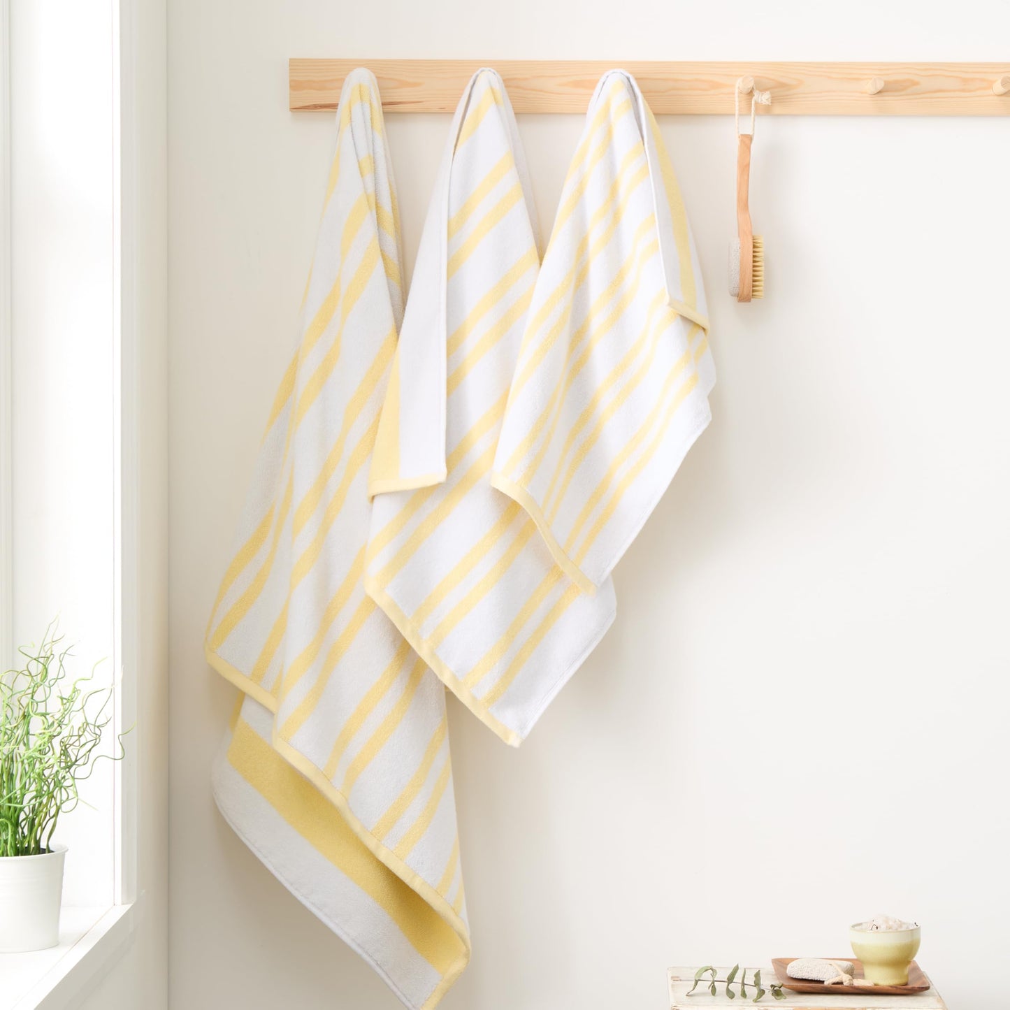 Bianca Reversible Stripe 100x150cm Cotton Jacquard Bath Sheet Yellow
