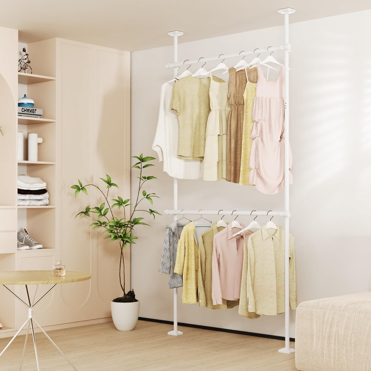 WELDUN Telescopic Clothes Rail Extendable Adjustable Wardrobe Hanging Rail