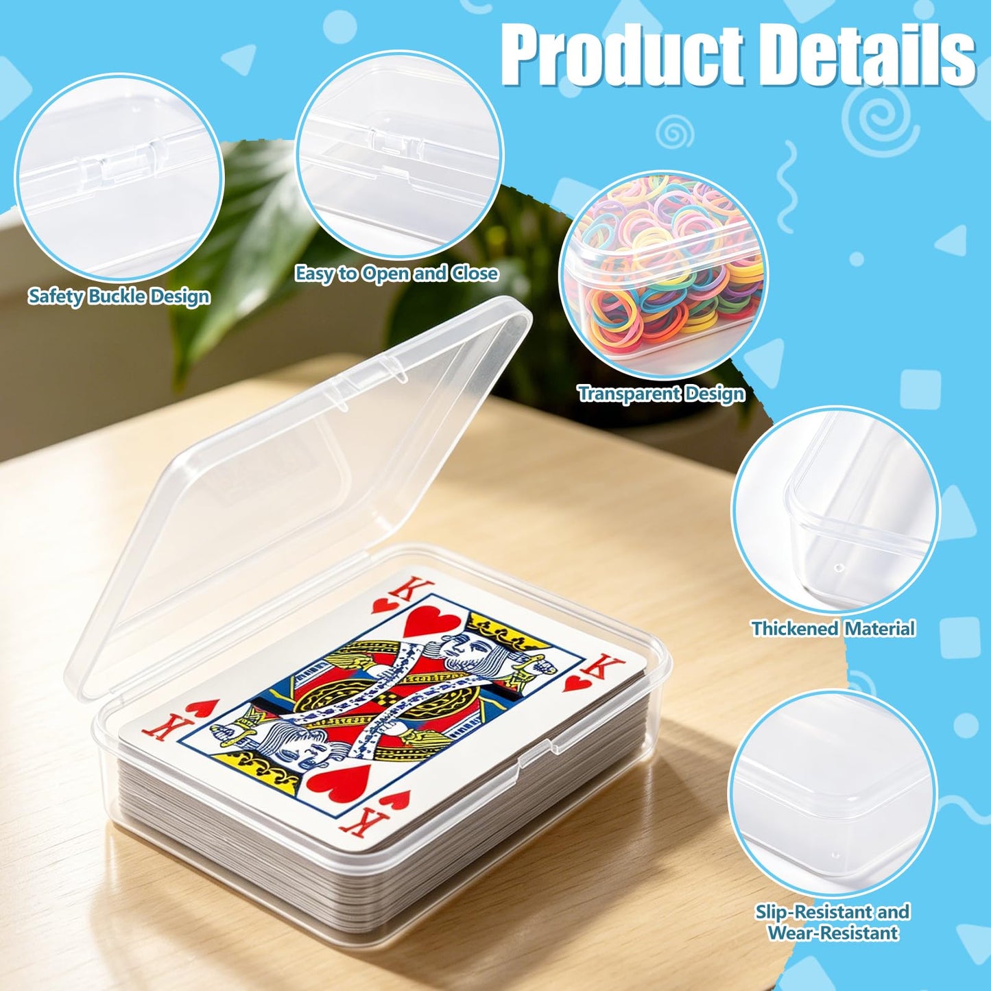 16Pieces Playing Card Case Plastic Small Clear Plastic Storage Box with Lid