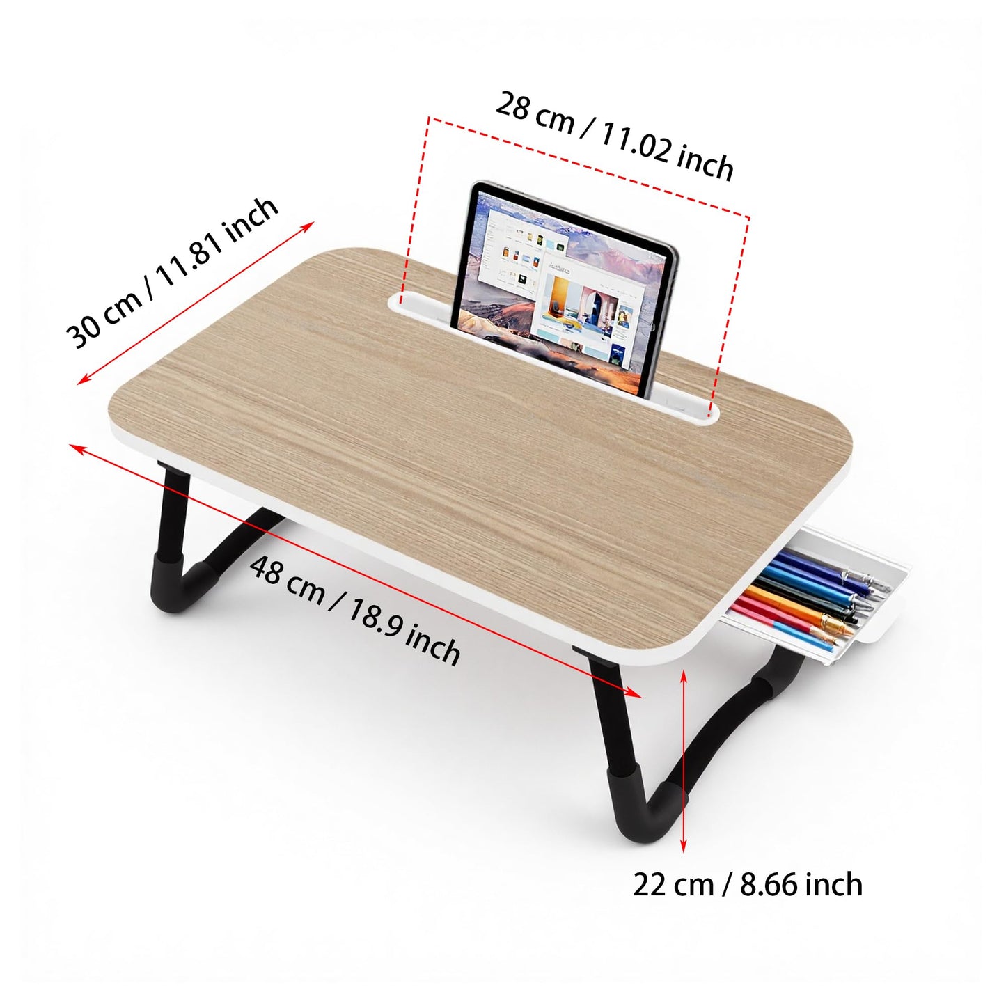 Laptop Bed Desk - Small Lap Desk 48 x30 cm for Breakfast in Bed, Study, Office Work, Gaming, Writing & Reading,Tray Table for Sofa, Couch