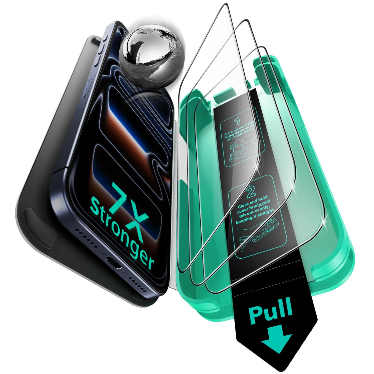 ESR 3 Pack 9H+ Glass for iPhone 17 Pro Max Screen Protector, [Military-Grade Shatterproof & Highly Durable] Armorite Ultra-Tough Tempered Glass with
