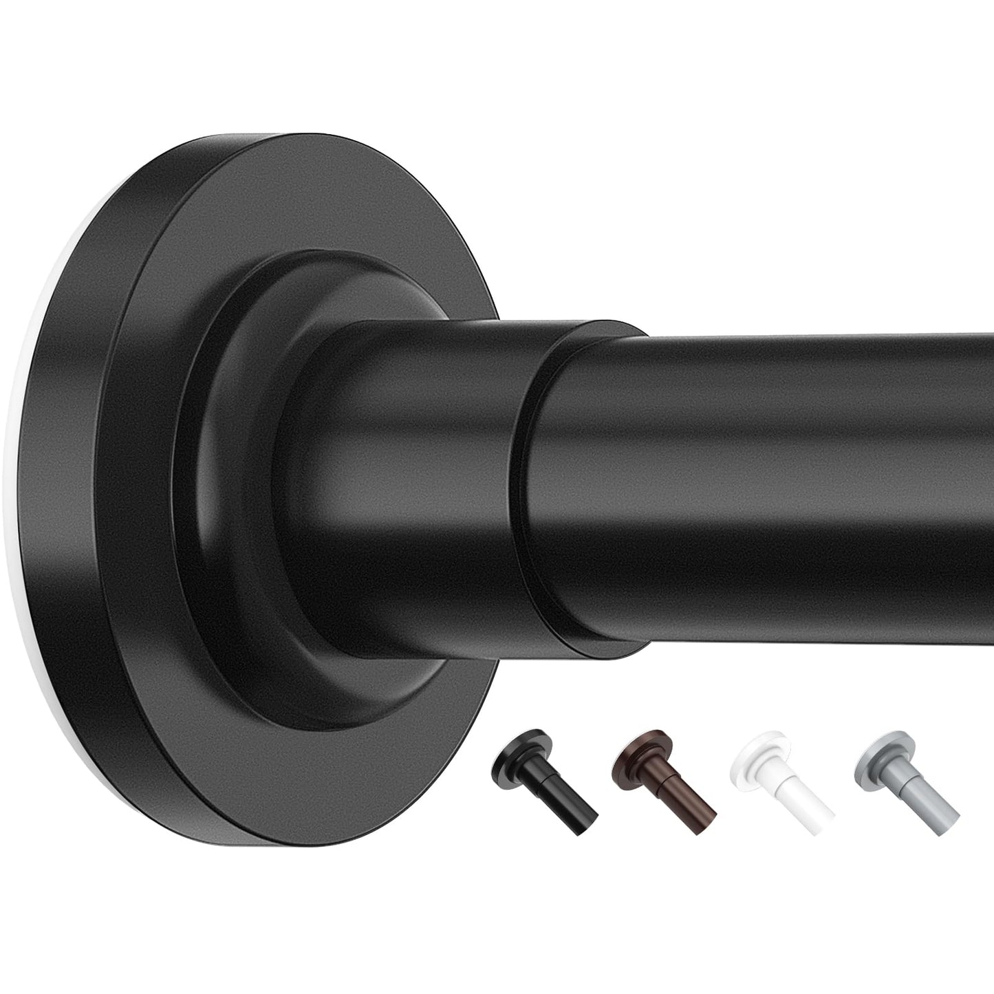 Yeabett Curtain Poles, 48-226cm Extendable Net Curtain Rod, Telescopic Curtain Pole for Bathroom or Windows, No Drilling, No Slip, No Rust, Black