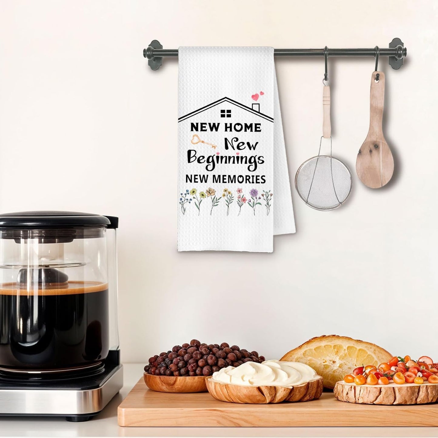 2PCS New Home Gifts Ornament Kitchen Towel House Warming Gifts (White)