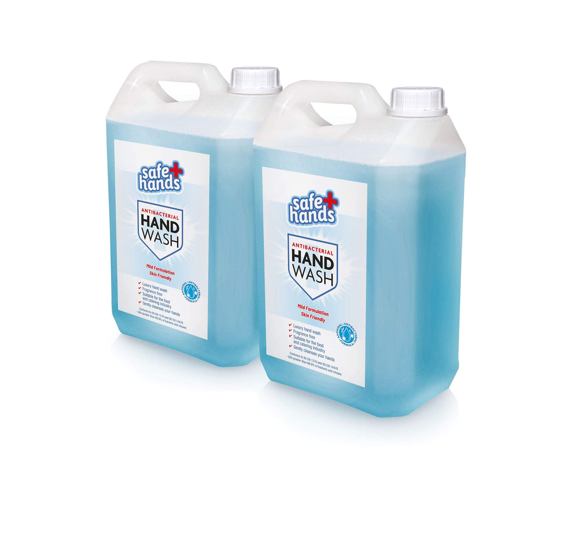 Safe Hands | Hand Wash Liquid Soap | Unfragranced | 5 Litre Refill (2 Bottles) Bulk Buy | Antibacterial/Antiviral Hand Soap | Cleans & Protects Hands