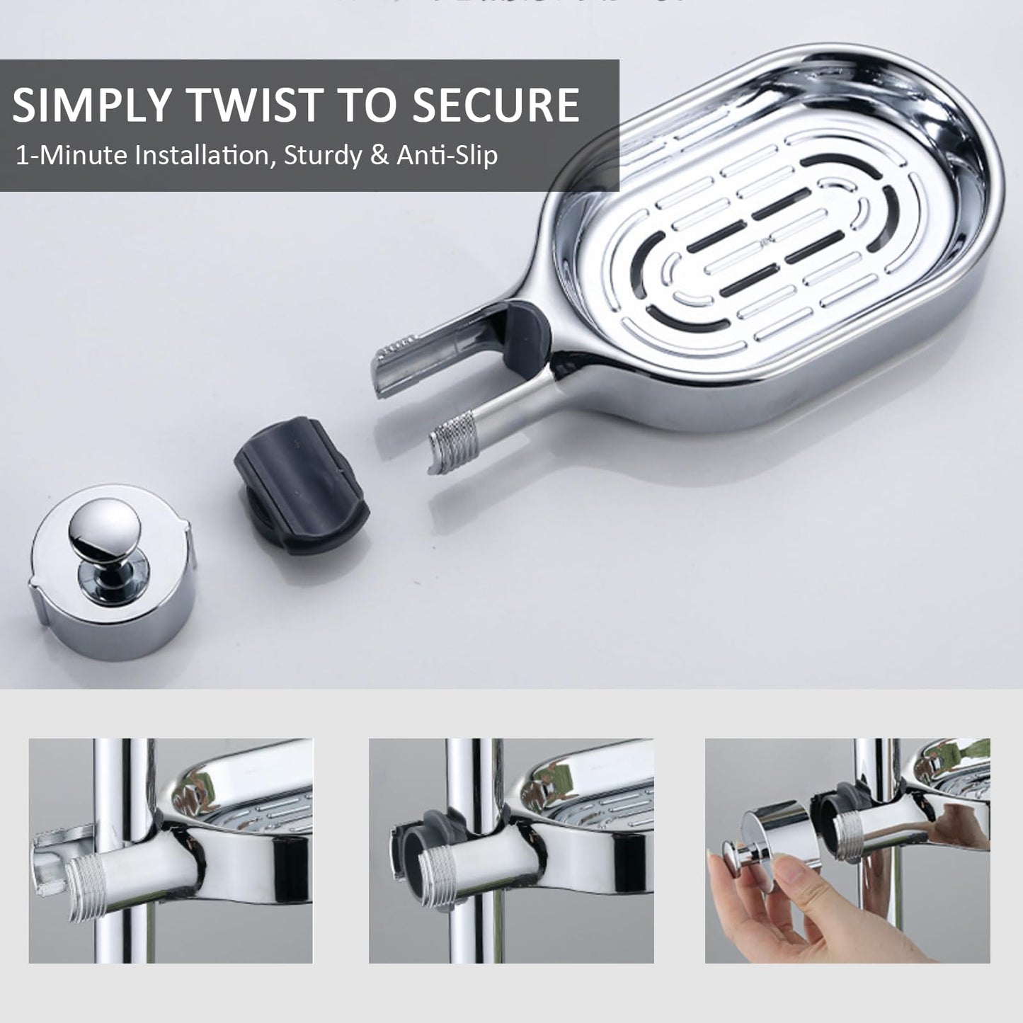 Shower Rail Soap Dish, Twist-on Bathroom Soap Holders