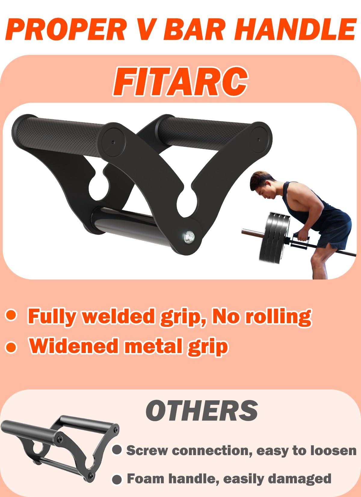 Fitarc V Bar Row Landmine Handle Portable Landmine Attachment for Olympic Bars - Exercise Back, Arm, Shoulder