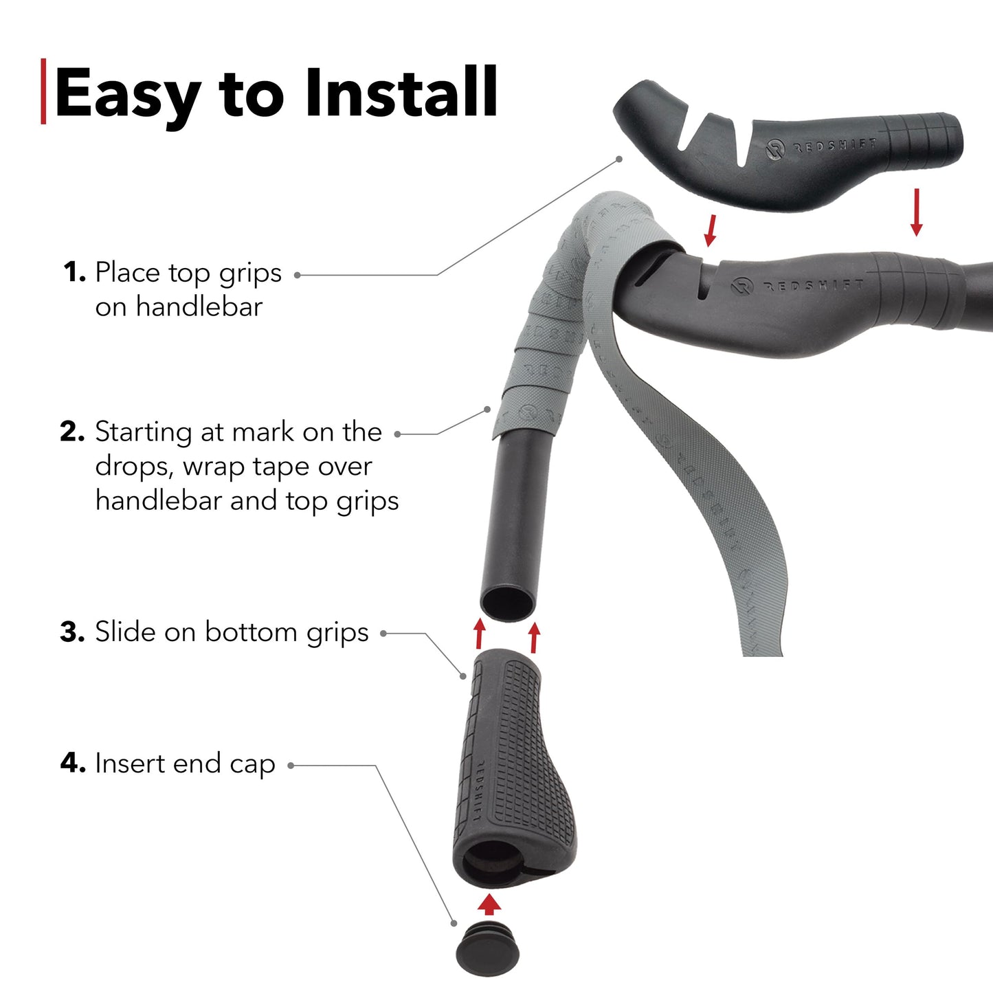 REDSHIFT Cruise Control Drop Bar Handlebar Grip for Road Bike, Gravel and Fixie Bicycles Handle Grips, Ergonomic Comfort Cycling Biking Accessories