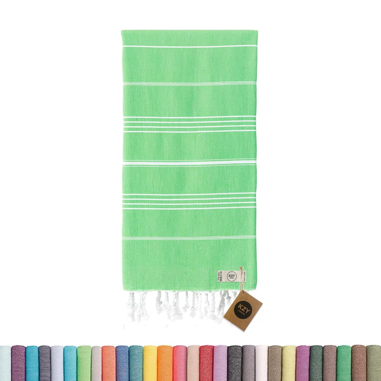KZY LONDON Beach Towel Large Turkish Beach Towels for Camping, Swimming, Gym - Quick Dry, Absorbent, Lightweight, Cotton 90x180cm Hammam Towels for