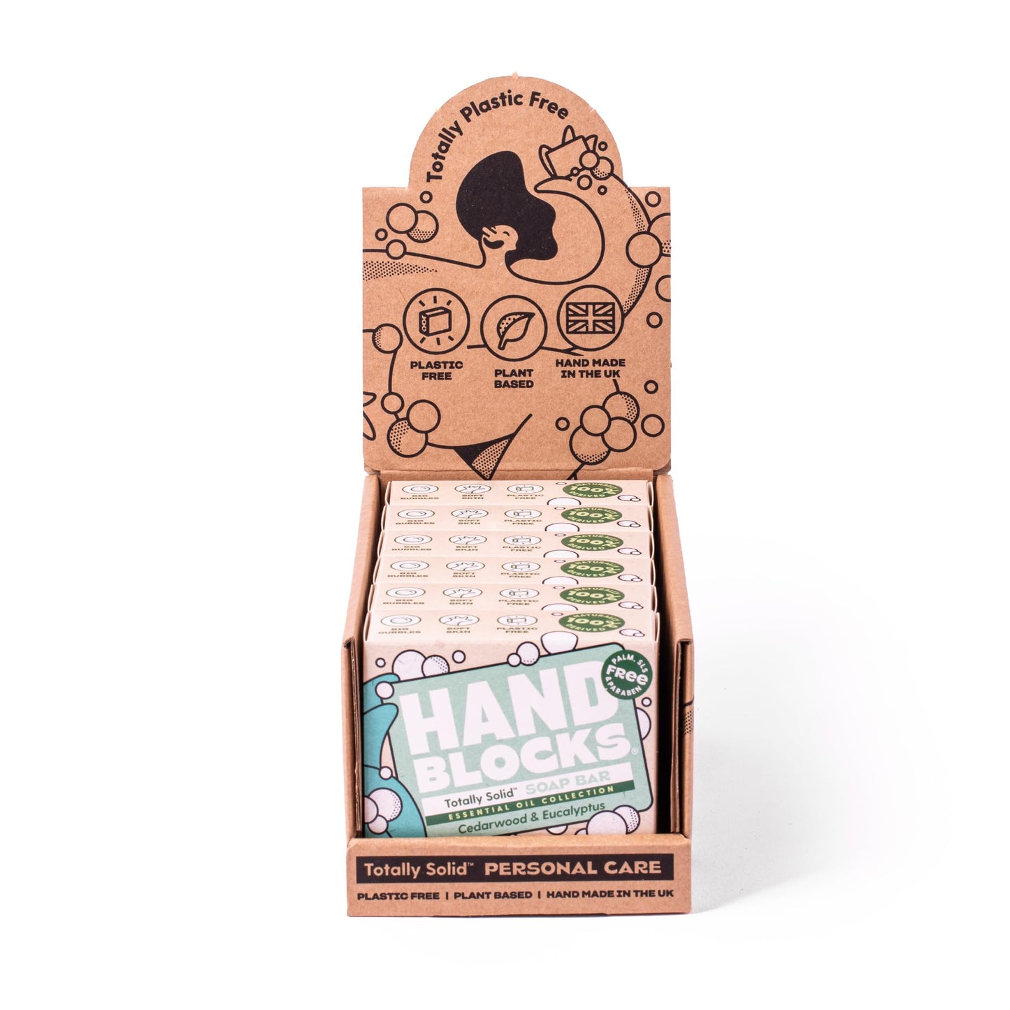 Hand Blocks: Cedarwrood & Eucalyptus (6 Pack) - Cold Processed Natural Soap Bars - Plastic, Palm, SLS, SLES & Paraben Free